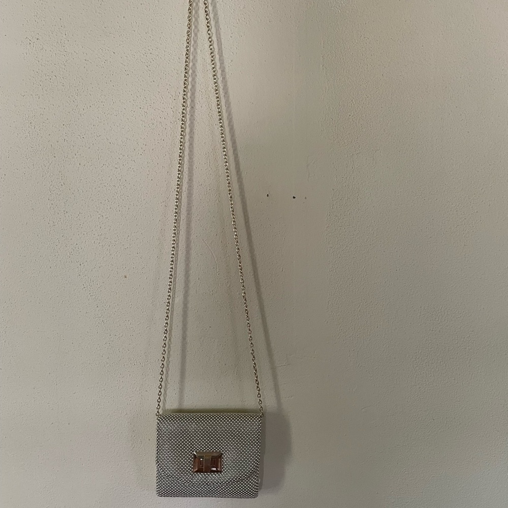 Small gold hand bag.